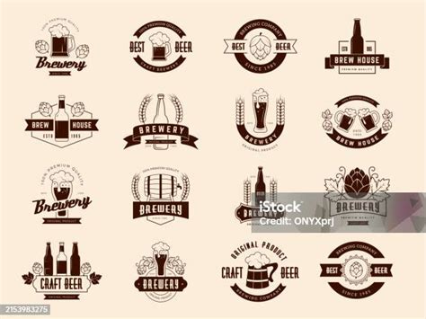 Logos De Brasserie Ensemble De Badges Et Détiquettes De Bière Symboles
