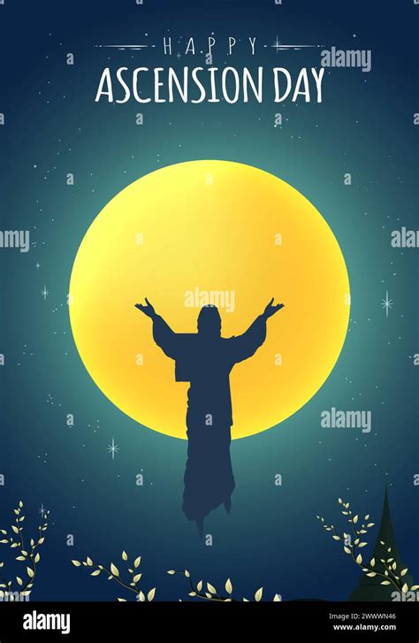 Happy Ascension Day Design With Jesus Christ In Heaven Vector