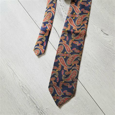 Corbatas De Seda Vintage Corbata Azul Marino Paisley Cravat Etsy