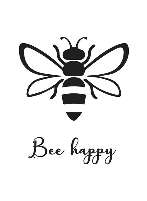 Bee Happy A4 Print, Bee, Happy, Quote, Picture, Print, Positive, Decor ...