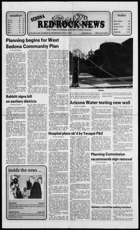 Sedona Red Rock News 1986 05 07 Arizona Memory Project