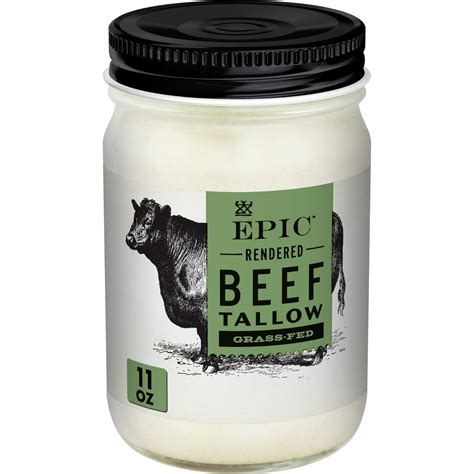 Epic Beef Tallow Grass Fed Keto Friendly Whole30 11oz Jar