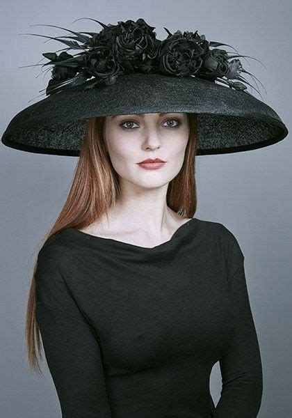 R16w1 Black Fine Straw Hat With Handmade Silk Roses Arrow Feathers