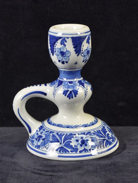 Small Dutch Blue White Royal Delft Hand Painted Candle Holder