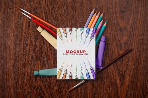 Premium Psd Arts School Subject Essentials Mock Up Design