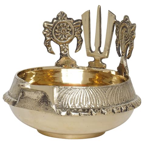 Buy Bhimonee Decor Pure Brass Shanku Chakra Namah Kuber Deep Deepak Diya For Pooja Purposes 4