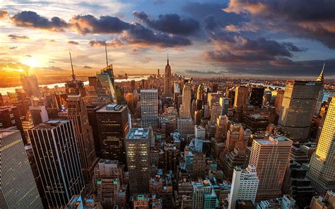 Landscape, Cityscape, Building, Sunset, USA, New York City / and Mobile ...