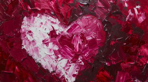 Abstract Heart Painting Red And White Textured Art Love Theme Artwork