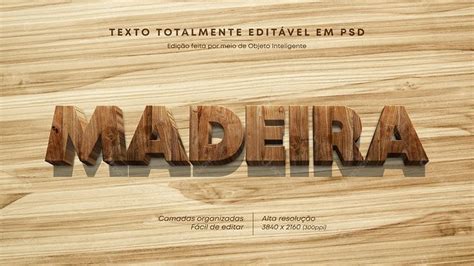 Efeito De Texto D Madeira Psd Edit Vel Zip Madeira Textos