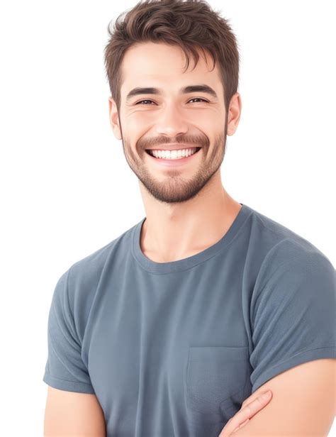 Premium Ai Image Portrait Of Handsome Smiling Man Wearing A Tshirt