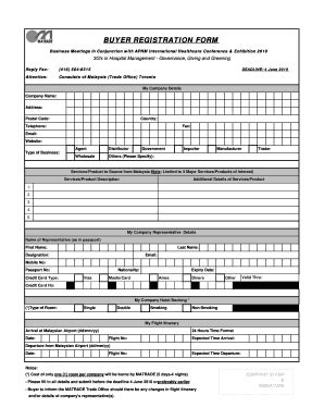 Fillable Online BUYER REGISTRATION FORM Trade Facilitation Office