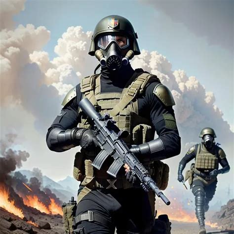 realistic soldier holding  gun rifle realistic gra openart