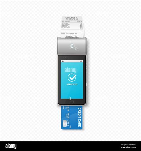 Vector D Realistic Nfc Payment Terminal With Payment Receipt Credit