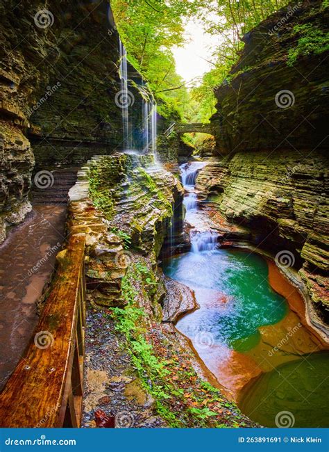 Watkins Glen In Upstate New York Of Rainbow Falls During Fall Stock