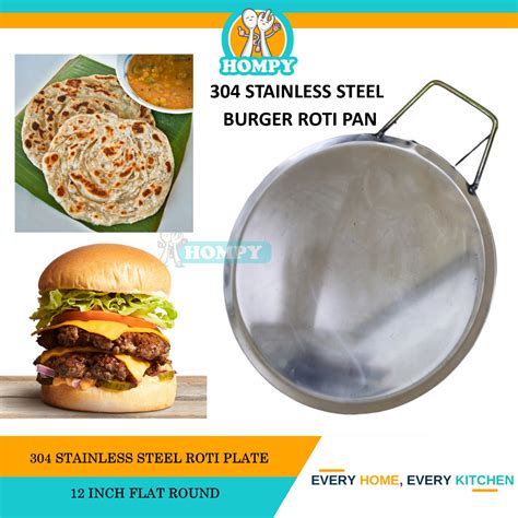 304 Stainless Steel Round Burger Hot Plate Roti Canai Pan Flat Frying Capati Burger Plate