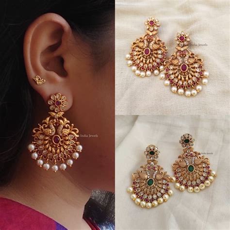 Premium Quality Light Weight Peacock Chandbali Earrings South India