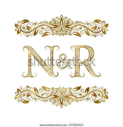 N R Vintage Initials Logo Symbol Stock Vector Royalty Free