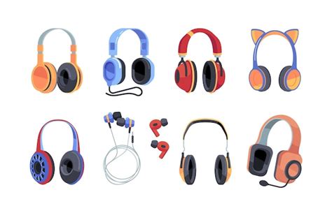 Premium Vector Set Of Headphones Earbuds Technology Accessory For