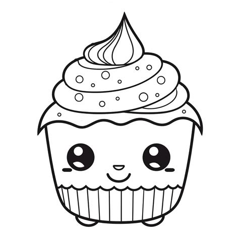 Ausmalbild Kawaii Muffin Ausmalbild Kostenlos Herunterladen