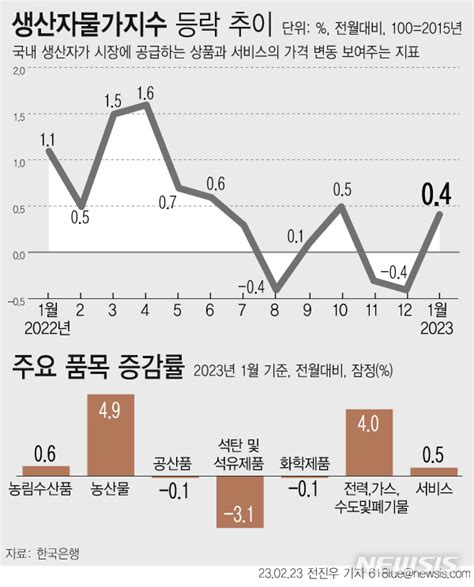 그래픽 1월 생산자물가 04↑3개월 만 상승 전환 공감언론 뉴시스통신사