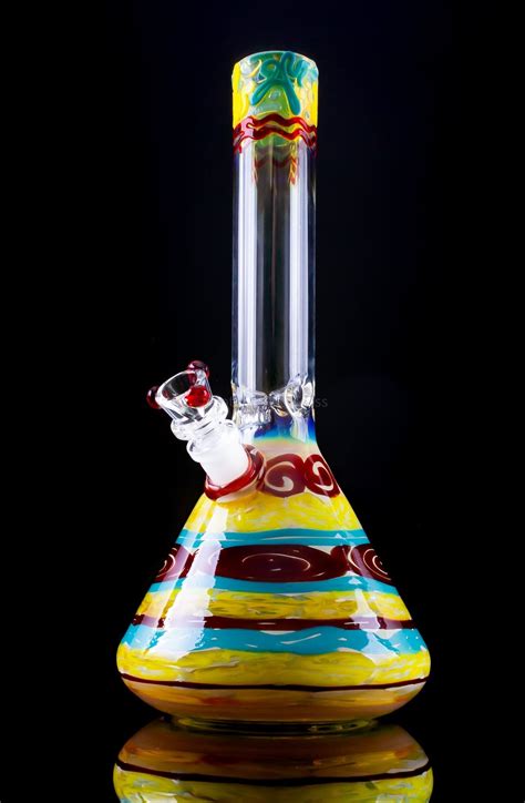 Hvy Glass Color Coiled Beaker Bong Tropical