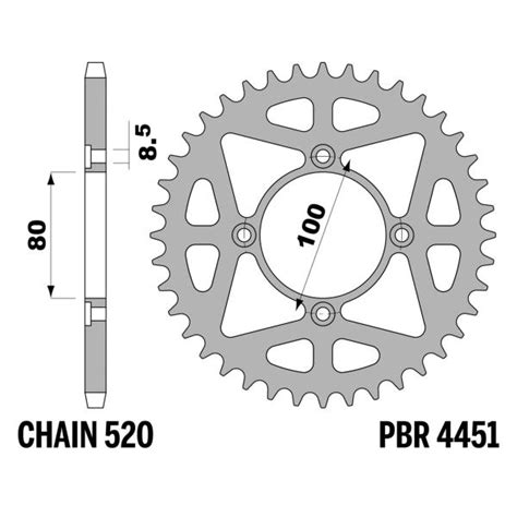 Pbr Ergal Rear Sprocket Z42 Teeth 520 Size Beta Evo 2T Trial 250