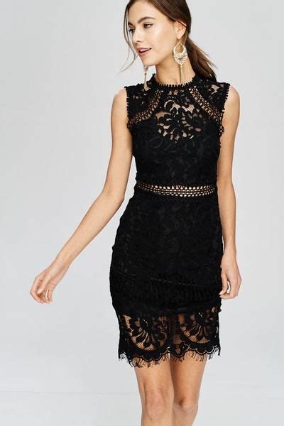 Wedding Guest Illusion Lace Mock Neck Sheath Dress Cocktail Dresses