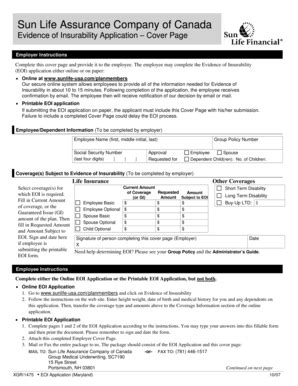 Fillable Online SunLife Evidence Of Insurability Application Doc