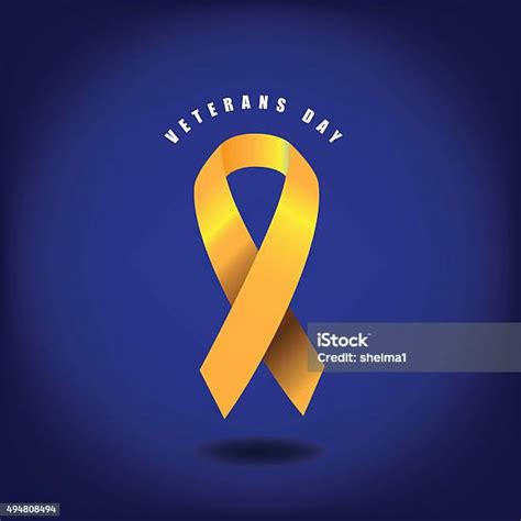 Veterans Day Yellow Ribbon Design Stock Illustration Download Image