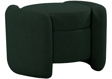 Horizon Green Boucle Fabric Ottoman