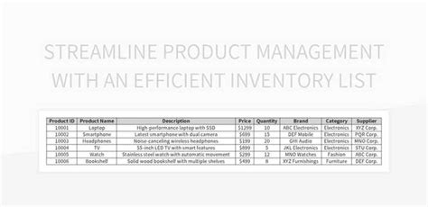 Streamline Product Management With An Efficient Inventory List Excel