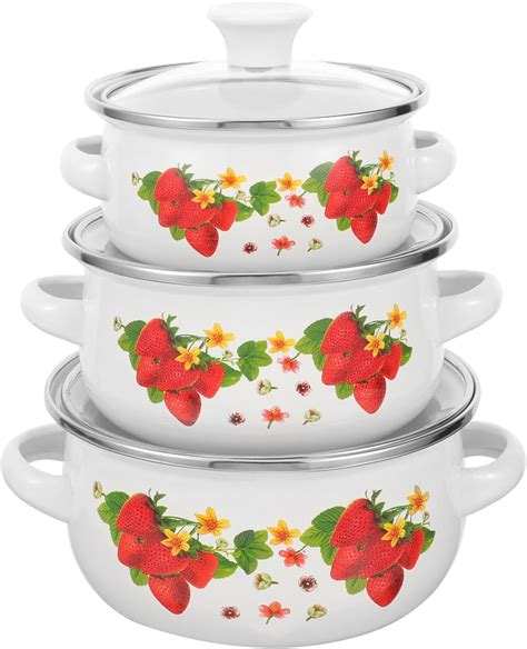 Amazon Aboofan Enamelware Pot Set Cm Enamel Stockpot With