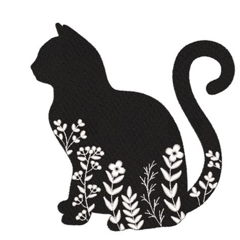 Black Cat Machine Embroidery Design Embroidery Cat Cat Etsy