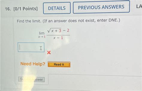 Solved Points Previous Answersfind The Limit If An Chegg