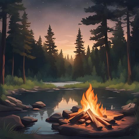 Lagerfeuer Sommernacht Fluss Wald Gallery