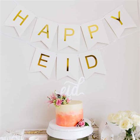 Hvid Banner M Guld Happy Eid Party In A Box Party