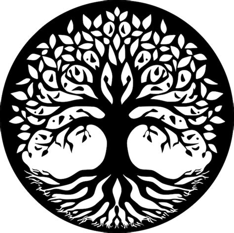 Premium Vector Tree Of Life Black And White Vector Illustration