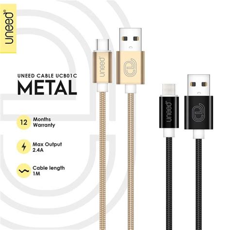 Jual KABEL DATA UNEED USB TO TIPE C 1 METER CONEKTOR METAL Di Lapak