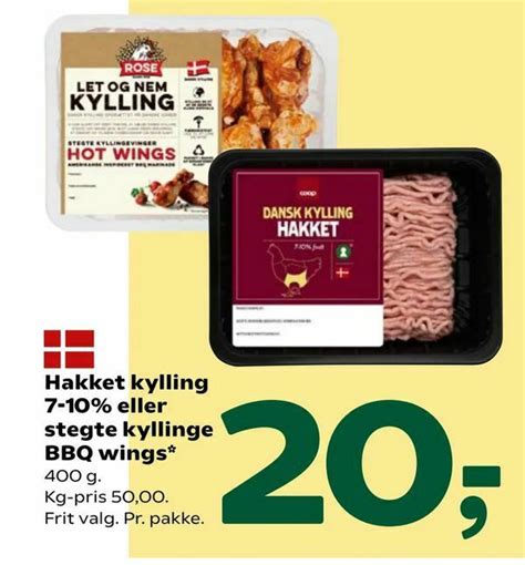 Hakket Kylling 7 10 Eller Stegte Kyllinge BBQ Wings Tilbud Hos Coop 365