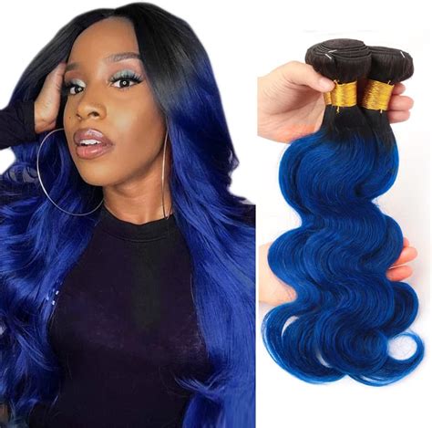 Amazon Ombre Body Wave Bundles Blue Human Hair 14 16 18 Inch