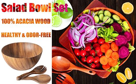 Amazon ROYALLING 11 8 X 3 9 Acacia Wooden Salad Bowl Set Large