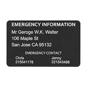 Personalized Engraved Emergency Contact Custom Wallet Medical Alert Id