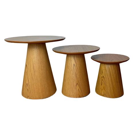 Trio De Mesas Lateral Cone Redonda Freij Personal Moveis Design