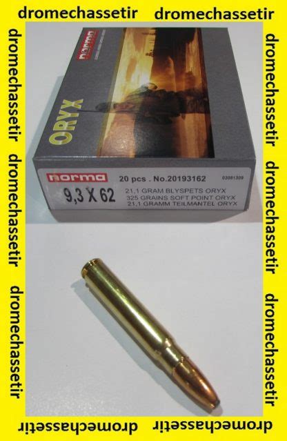 1 Boite De 20 Cartouche Norma Oryx 325 Grains Calibre 93x62