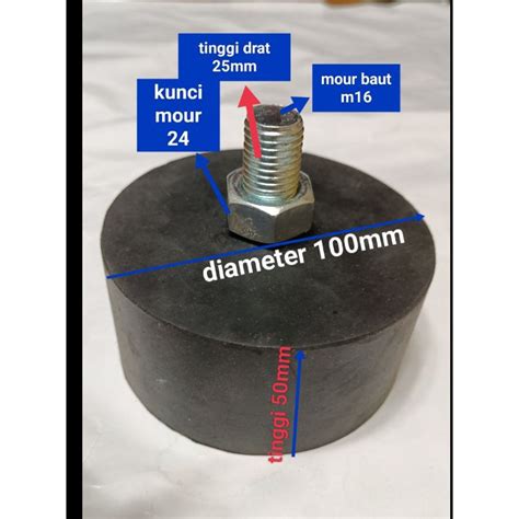 Jual Karet Mounting Baut 100x50mm Baut 16mm MONTING Diameter 100 X