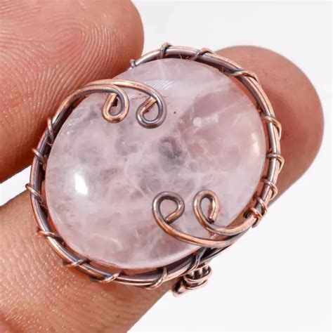 Rose Quartz Gemme C Ble Emball Cuivre Fait Main Bijoux Bague Cr