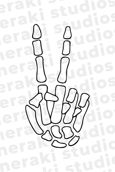 Skeleton Peace Sign Svg Skeleton Hand Svg Digital Instant Etsy