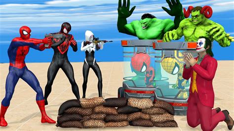 Team Spider Man Vs Bad Guy Joker Game Superhero Rescue Baby