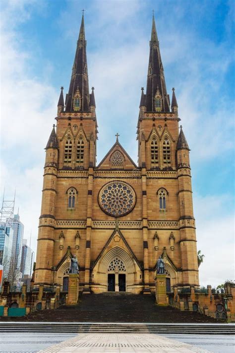 Facade of Historic St Mary`s Cathedral in Sydney, Australia Stock Photo ...