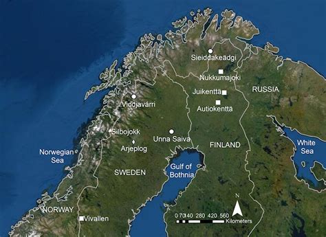 Map of northern Fennoscandia with archaeological sites mentioned in the ...